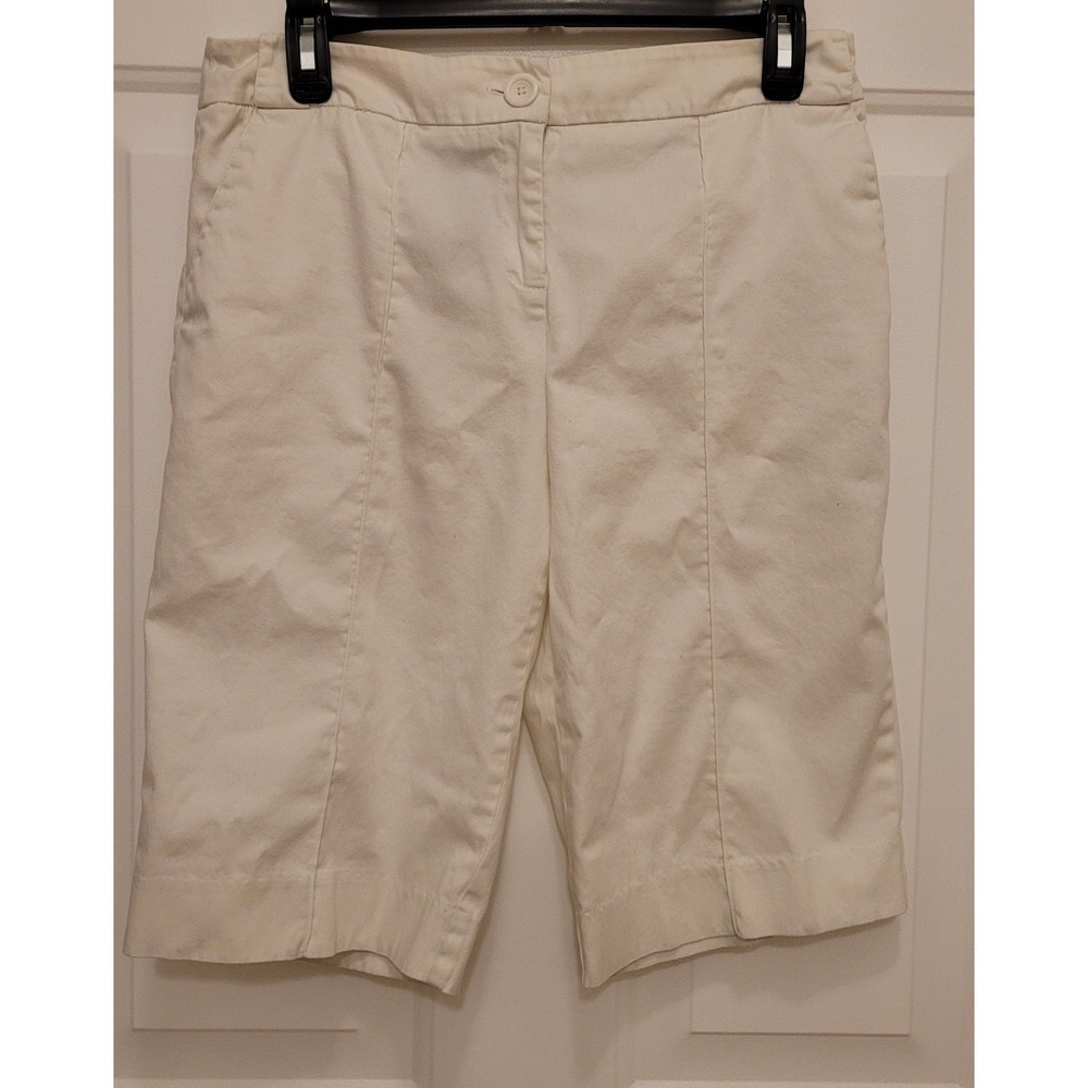 George Women's Classic Bermuda Shorts White Stretch Cotton 4 Pockets Sz. 6
